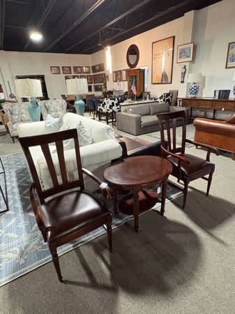 Pair of South Cone Arm Chairs with Leather Seats 1