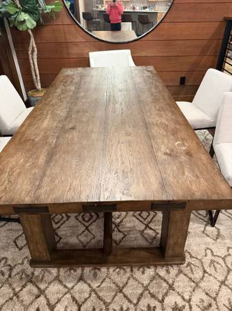 RESTORATION HARDWARE ITALIAN OAK TABLE WITH  10 CHARIS 1