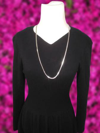 Napier Long Silver Tone Chain Necklace Flat Shiny Glossy 29 Inch Class 1