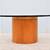 Mid-Century Modern 39 in Round Glass Top Drum Wood Base Coffee Table 5 thumbnail