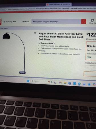 Black  floor standing lamp NEW 1