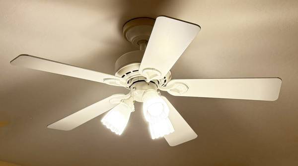 WHITE 44" HUNTER CEILING FAN WITH LIGHT KIT 1