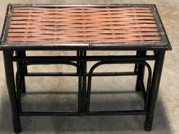 Black Rustic Rattan Accent Table 1