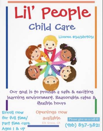 Child Care flexible hours! (Elk Grove)63679290369665120