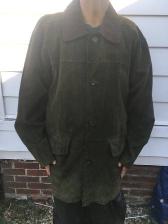 Men's mid-length leather coat 46/48 XLT by GEORGE, pockets in front 1