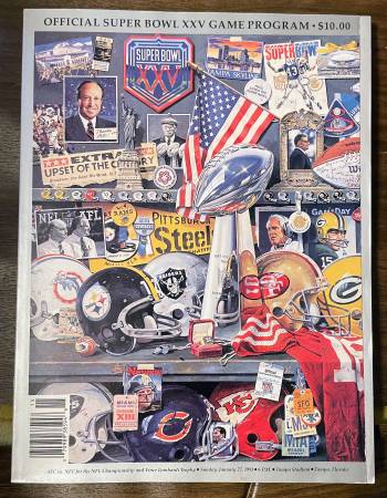 Official Super Bowl XXV Game Program, NY Giants vs Buffalo Bills 1