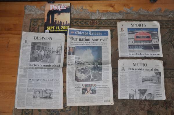 Chicago Tribune from attack on 9-11 and People magazine 1