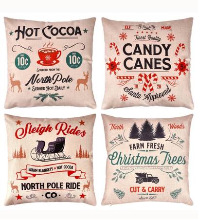 4 Christmas Pillow Case Covers 1