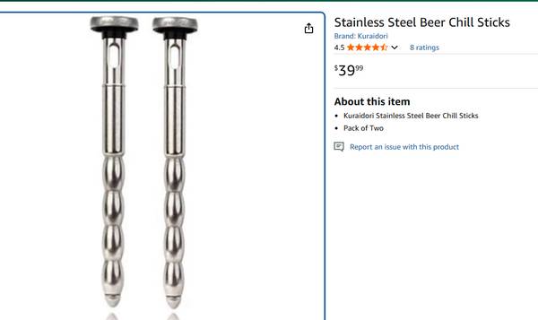 Kuraidori Stainless Steel Beer Chill Sticks set ( two of them) 1