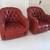 2 Mid century Italian Tufted  Leather Club  Chairs Red 4 thumbnail