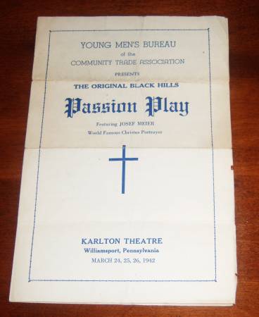 1942 Passion Play Program at Wmspt. Karlton Theatre, a Collector Item 1