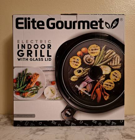 ELITE GOURMET ELECTRIC INDOOR GRILL WITH GLASS LID 1