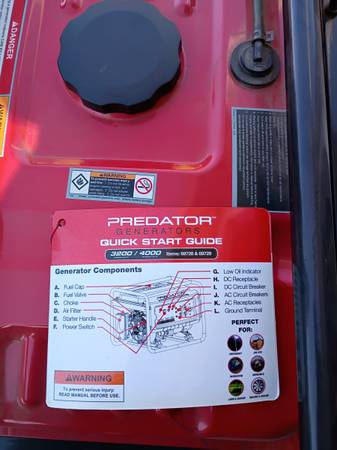 Predator 3200/4000 generator 1