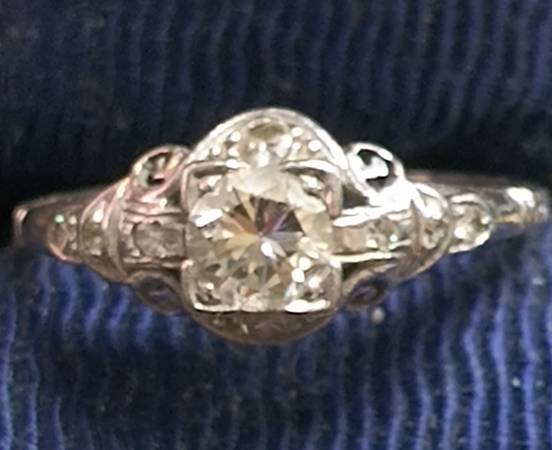 💍PLATINUM 1/2 + Ct. DIAMOND ENGAGEMENT RING circa 1933💍 1
