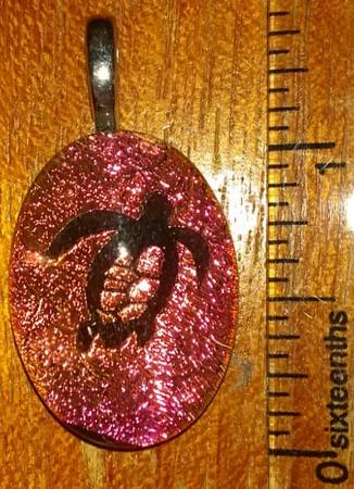 turtle motif dichroic glass pendant 1
