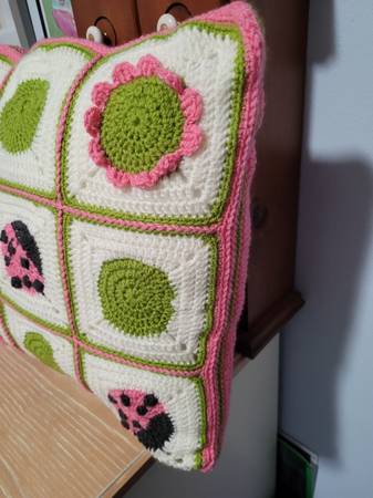 Pink LadyBug Pillow- 18" Handmade Crocheted - $45 (Columbia)63471026497793122