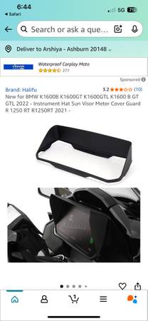 BMW Sun Visor for K1600 and RT1250 1