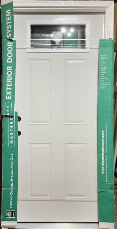 New 36x80 steel exterior door, small clear glass at top 1