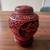Vintage Chinese Cinnabar Covered Ginger Jar Ornate Floral Red Enamel 5 2 thumbnail