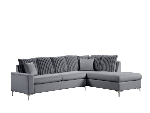 Charcoal Christina sectional with corduroy pillows 1