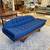New Custom Made Adrian Pearsall Style Walnut Blue Gondola Sofa 9 thumbnail