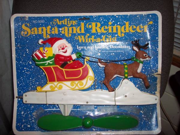 special today ! rare santa & reindeer whirl-a-gig weather vane !! 1