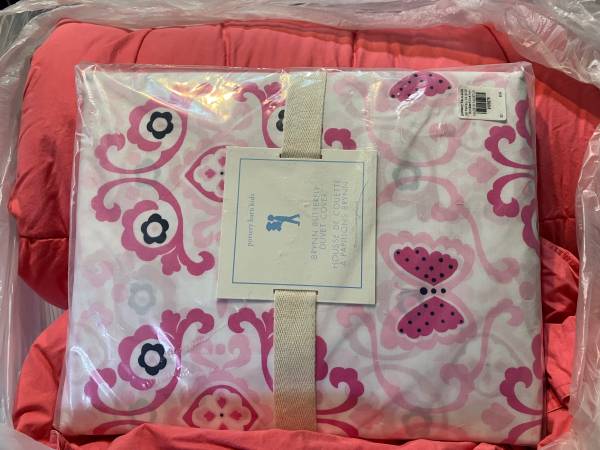 Coral Twin Goose Down Box Quilt/Pottery Barn Duvet 1