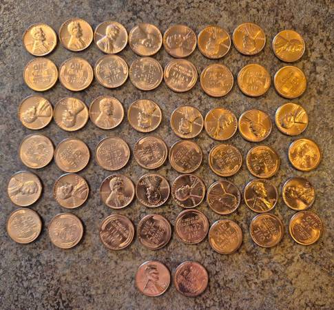 1958 Lincoln Wheat Cent Penny Roll - 50 Red Coins in Tube 1