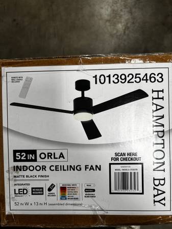 52in Matte Black Ceiling Fan w/ LED 1