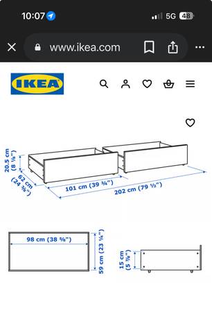Queen/King Malm under bed drawers 1