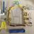 Sunshine Yellow Large Metal/Wood Arched Bird Perch/Swing with Toys 2 thumbnail