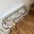 Vintage Curvy Metal Console Table/Sofa Table-Art Nouveau Top-Bev Glass 5 thumbnail