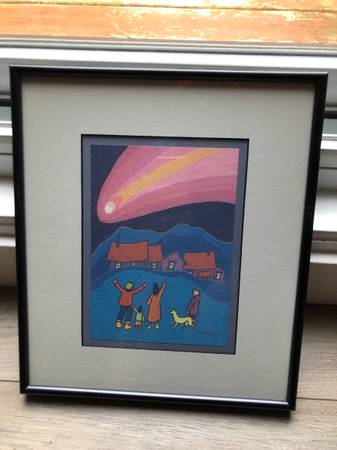 "Celebration" framed art print by Canadian artist Ted Harrison 1