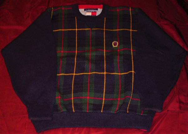 ORIGINAL Tommy Hilfiger Classic Plaid Design Vintage Sweater Men's L 1