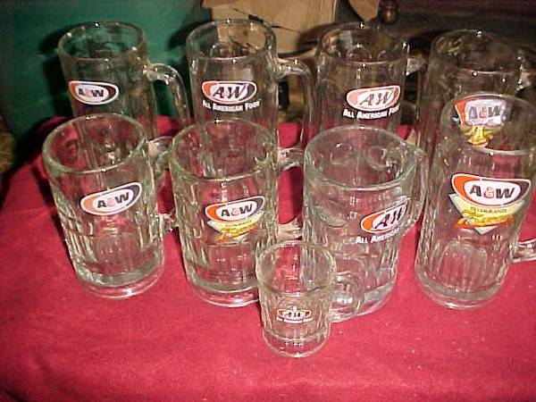 NINE  A & W MUGS LARGE MEDIUM SMALL 1