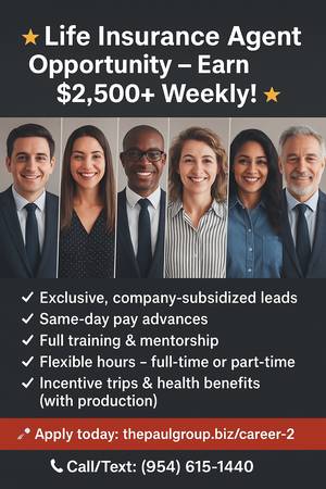 Life Insurance Sales Agent –Leads Provided! 1