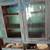 Antique Country Farmhouse Blue Painted 2 Piece Step Back Hutch Cabinet 7 thumbnail