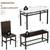 Dining Table Set for 4 with Bench and 2 Leather Chairs,Faux Mable Smal 8 thumbnail