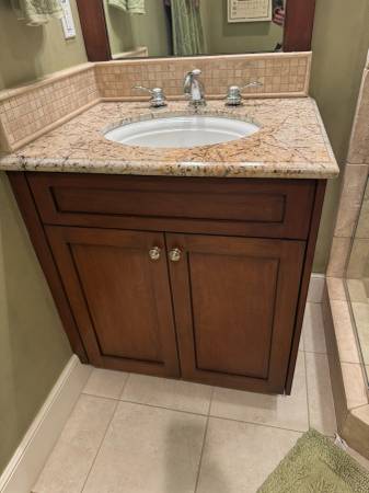 Single Bath Vanity Cabinet- Granite Countertop- Sink-Faucet - GREK 1