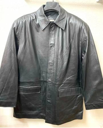 Joseph Abboud Black Soft Leather Jacket / Car Coat – New XL