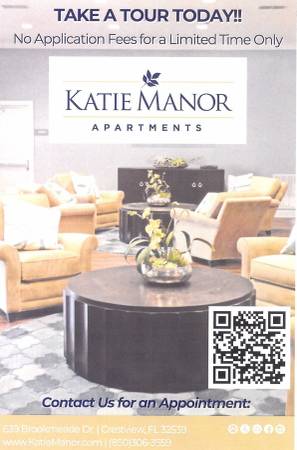 KATIE MANOR APARTMENTS-APPLY TODAY! NO APPLICATION FEE! 1