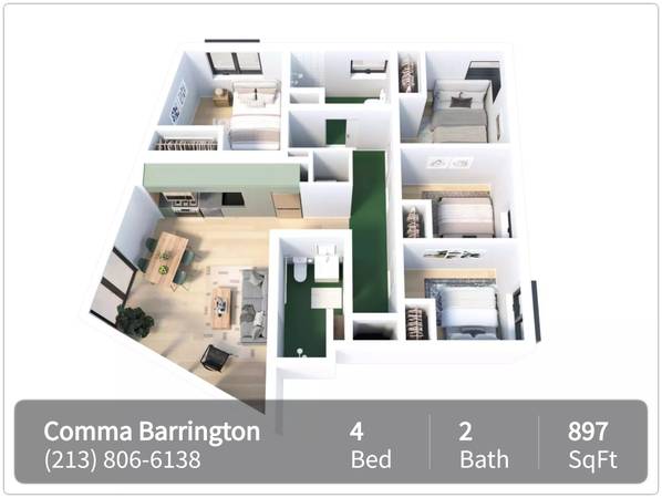 $1,440 / 4br - 897ft2 - Perfect location with gorgeous views! 4 bed, 2 bath! 897 Sq Ft! (Los Angeles)63876483643521120
