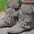 Minnetonka Gray Moccasin 3-Layer Fringe BOHO Style Boots Sz 9 9 thumbnail