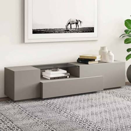 TV console, gray modern tv stand, soft-close, scandanavian 1