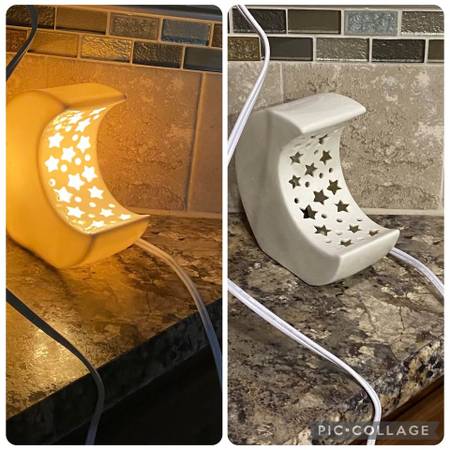 Cute Ceramic Moon Lamp With Star Cut-Outs 1