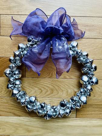 Bright Silver Jingle Bells Door Wreath 13" 1