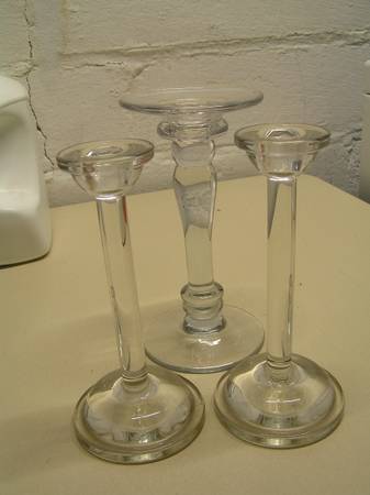 (3) VINTAGE GLASS CANDLE HOLDERS 1