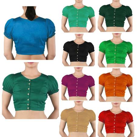 Bollywood Cotton Saree Blouses Women Stitched Choli Solid Top 1