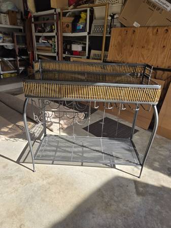 Wine or Liquor Bar Iron Dark Glass Top Bottle- Glass & Lots of Supplies 1