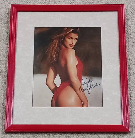 AUTO Cindy Crawford Signed Framed Picture Super Model 1
